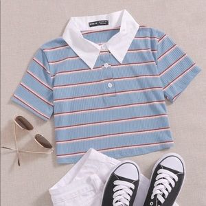 SHEIN Striped Cropped Tee